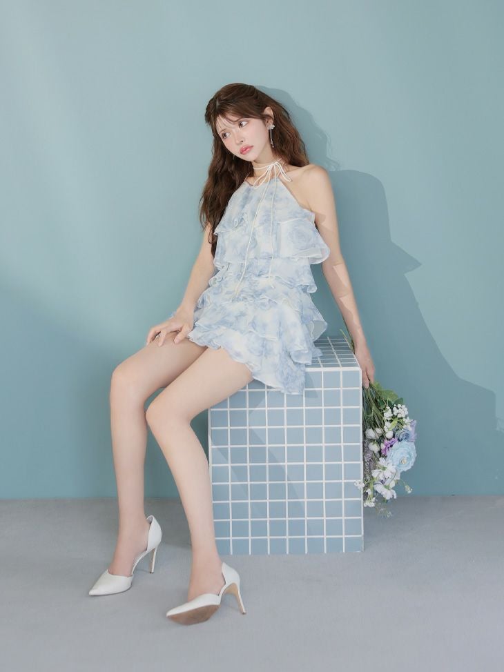 ROBE de FLEURS ローブドフルール シアーローズティアードワンピース