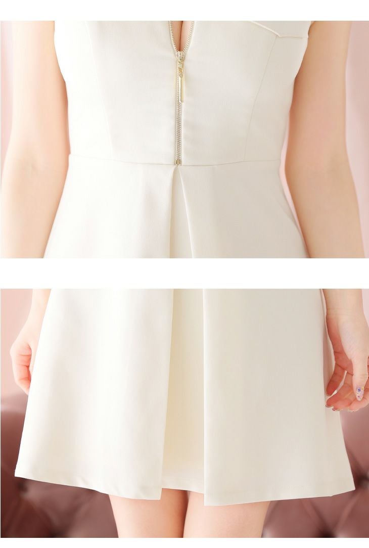 DEA. ディア バイ ローブドフルール センタージップシンプルノースリーブレディキャバドレス de3337