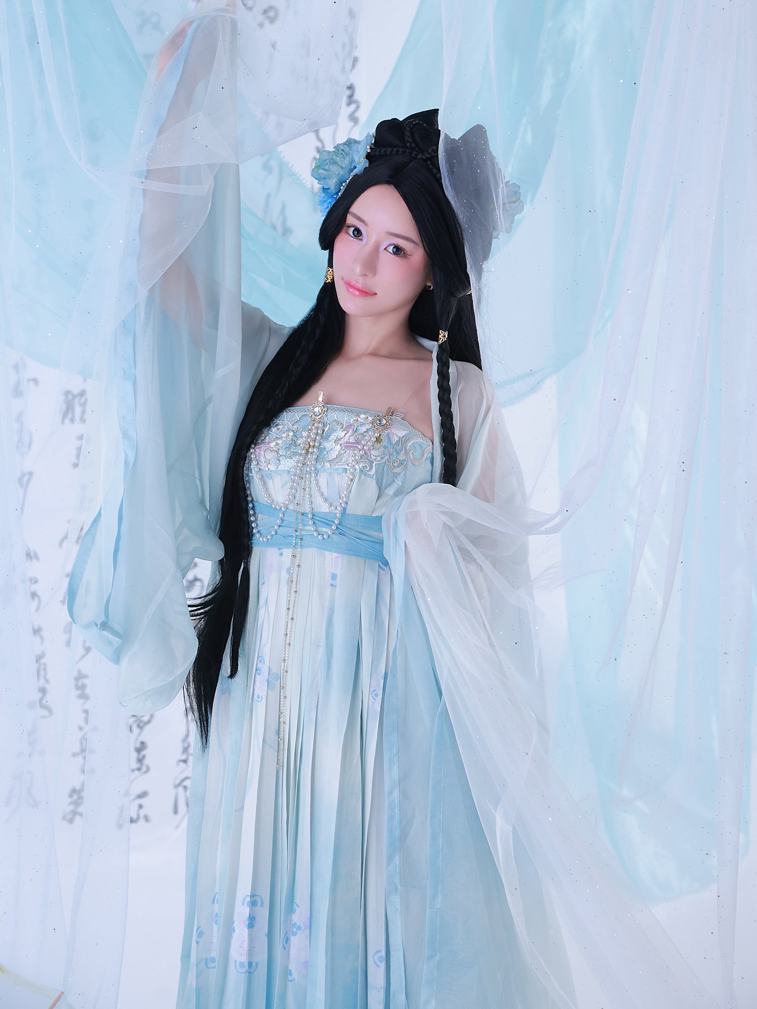 【3点セット】青梅｜中国コスプレ・漢服衣装 ブルー vcsot-25039-ja