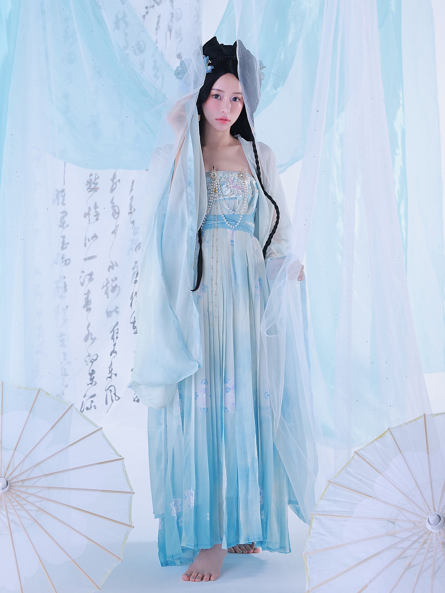 【3点セット】青梅｜中国コスプレ・漢服衣装 ブルー vcsot-25039-ja