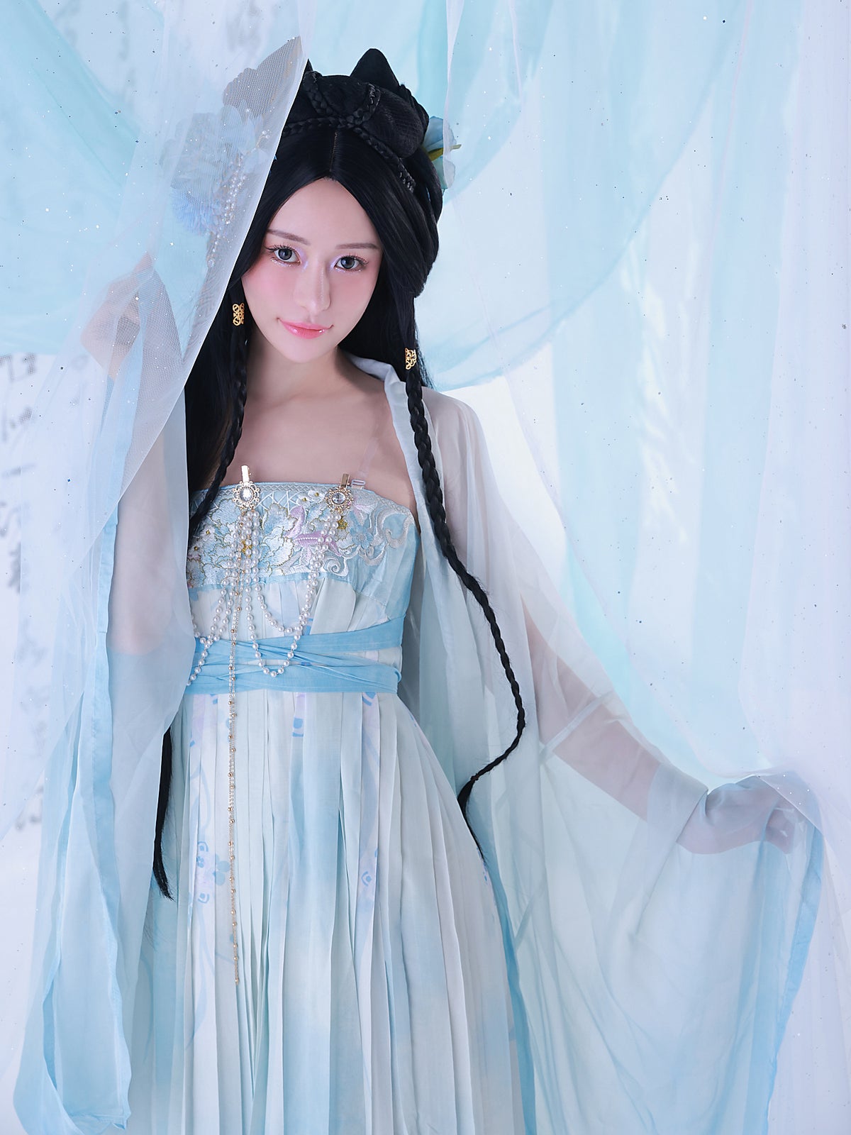 【3点セット】青梅｜中国コスプレ・漢服衣装 ブルー vcsot-25039-ja