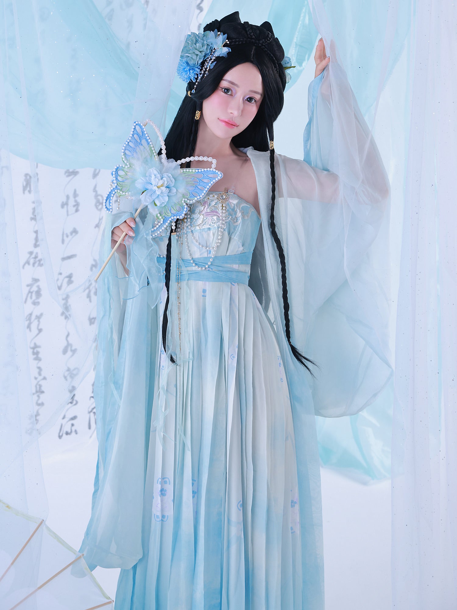 【3点セット】青梅｜中国コスプレ・漢服衣装 ブルー vcsot-25039-ja