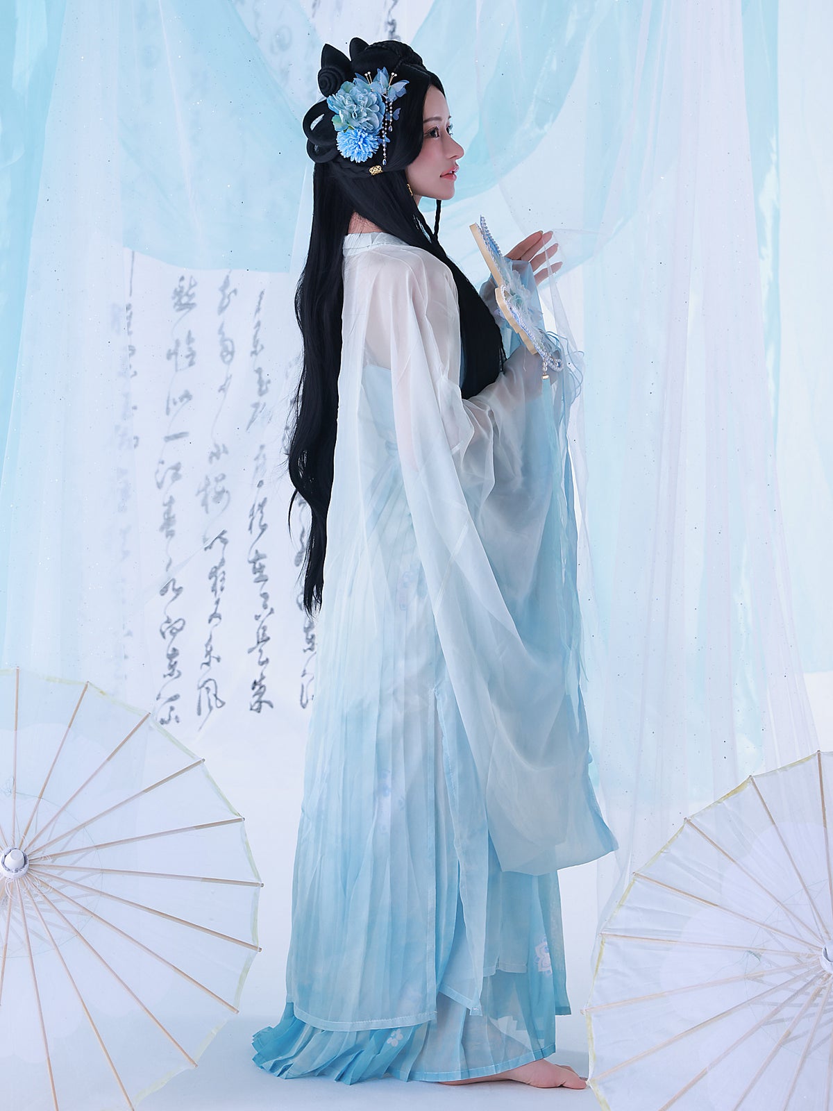 【3点セット】青梅｜中国コスプレ・漢服衣装 ブルー vcsot-25039-ja