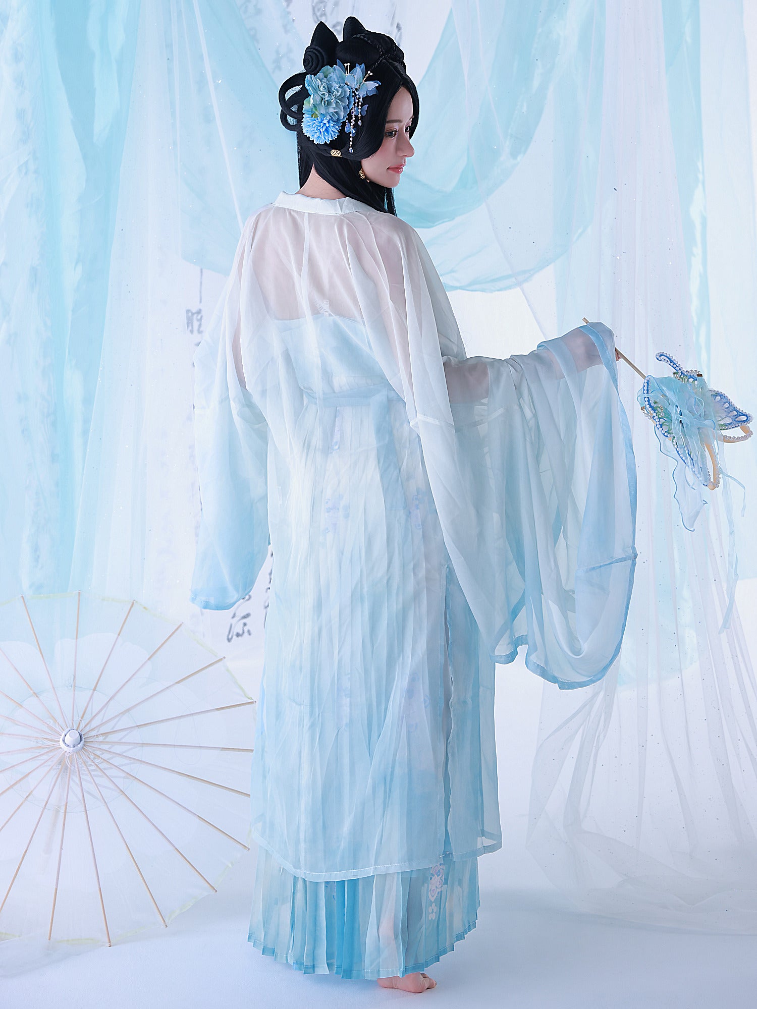 【3点セット】青梅｜中国コスプレ・漢服衣装 ブルー vcsot-25039-ja