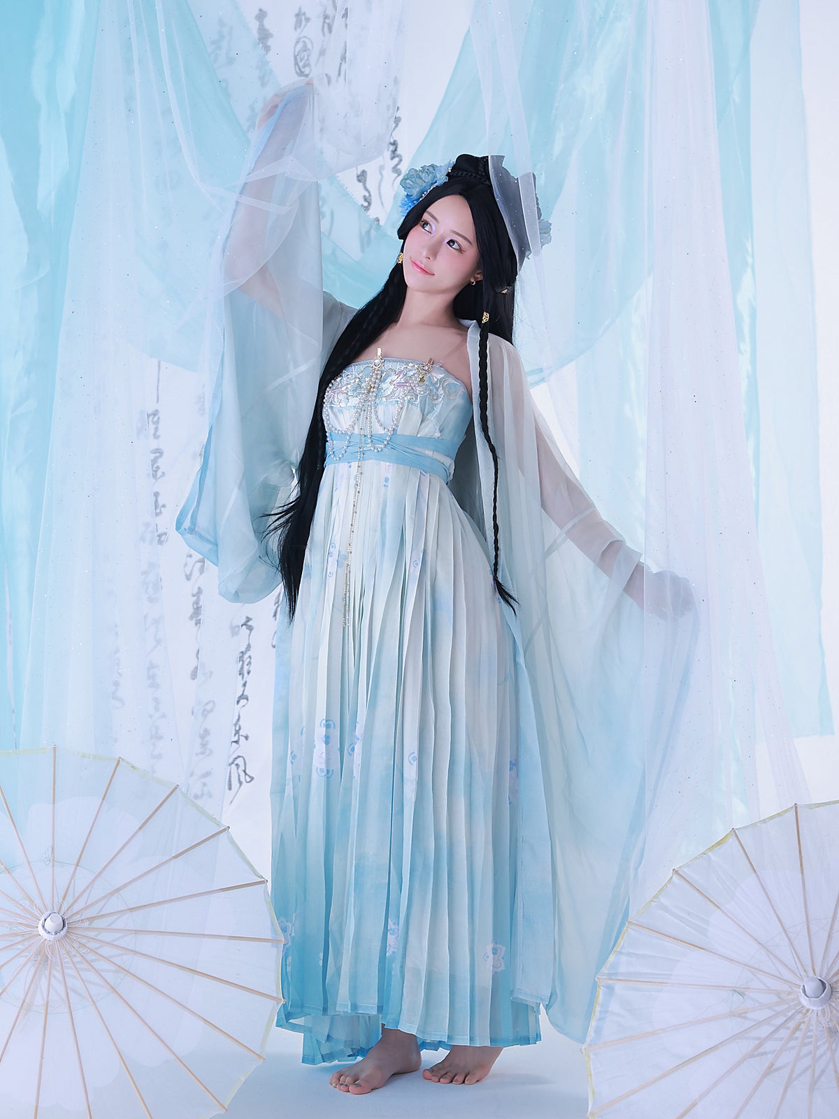 【3点セット】青梅｜中国コスプレ・漢服衣装 ブルー vcsot-25039-ja