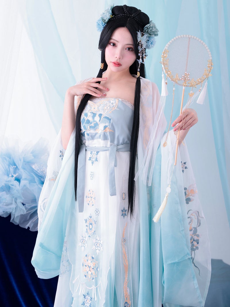【3点セット】霜華雪｜天女風 中国漢服コスプレ衣装 ブルー vcsot-25040-ja