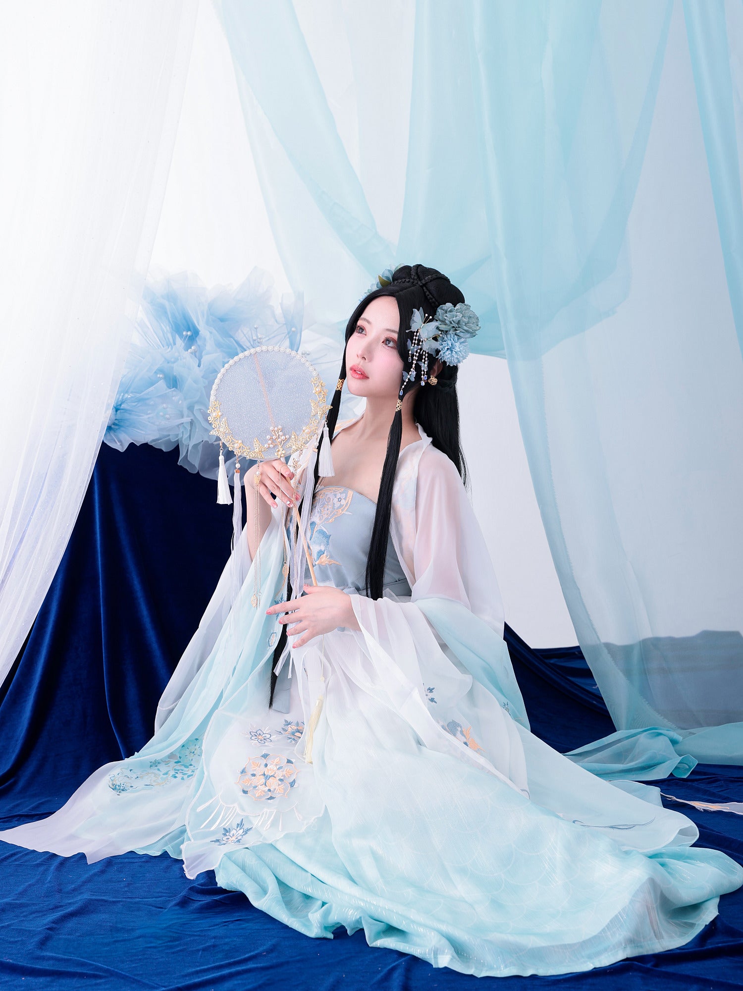 【3点セット】霜華雪｜天女風 中国漢服コスプレ衣装 ブルー vcsot-25040-ja