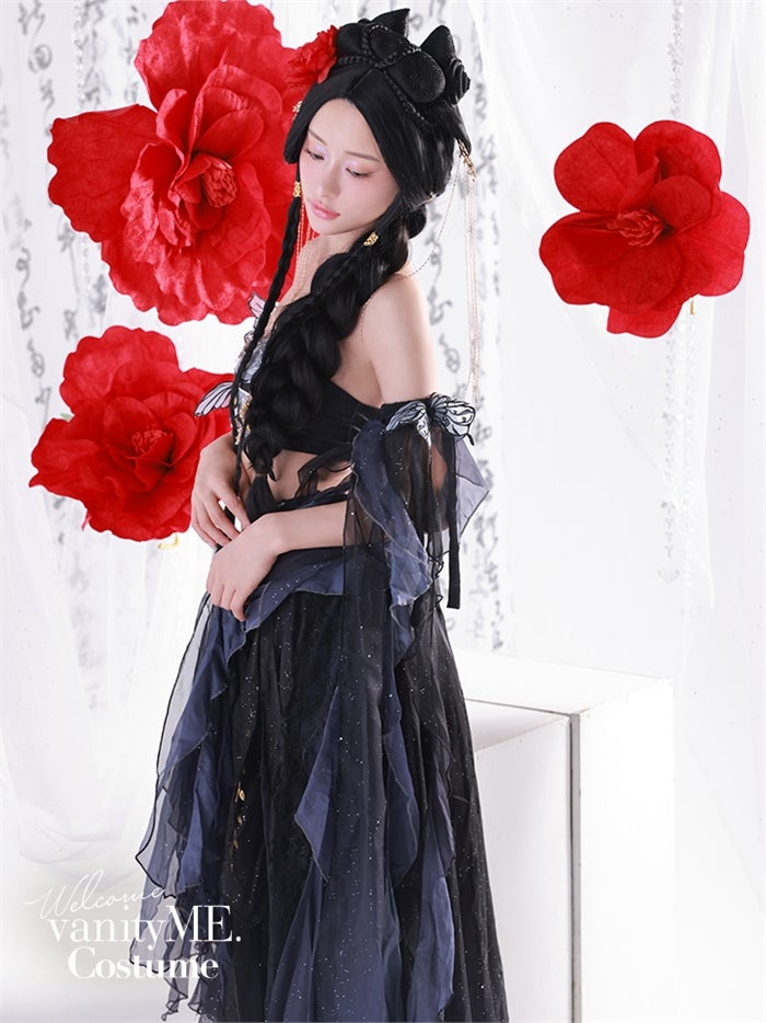 【5点セット】九天玄女｜天女風 中国漢服コスプレ アラビアンテイスト衣装 ブラック vcsot-25041-1
