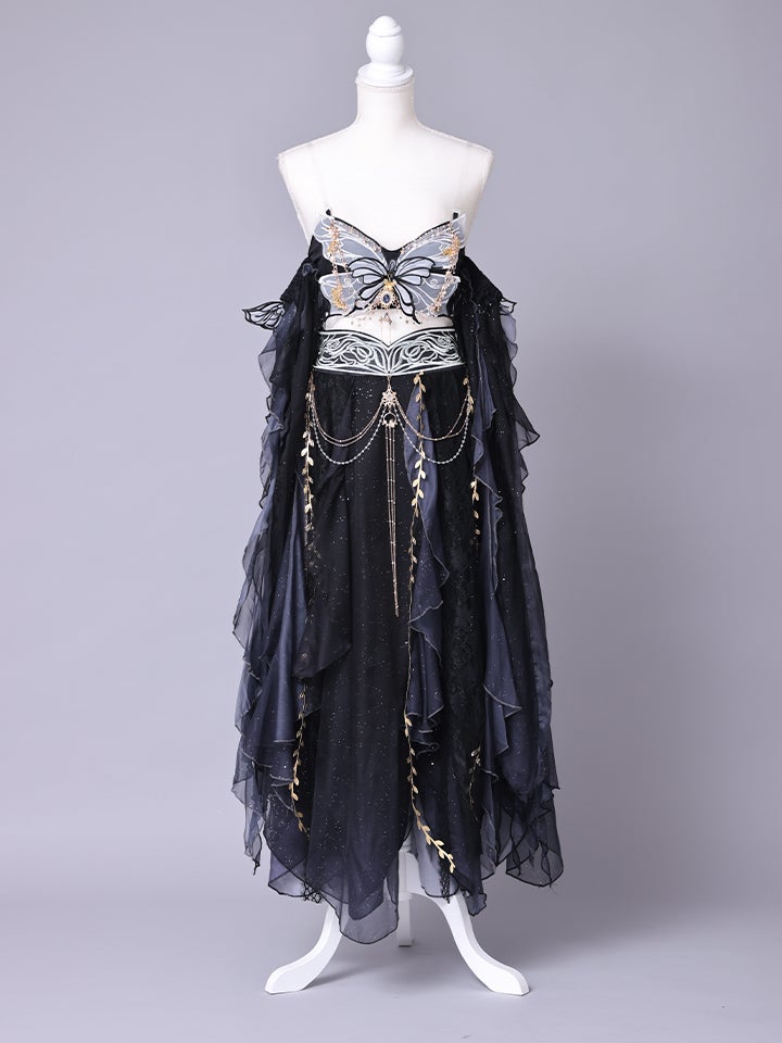 【5点セット】九天玄女｜天女風 中国漢服コスプレ アラビアンテイスト衣装 ブラック vcsot-25041-1