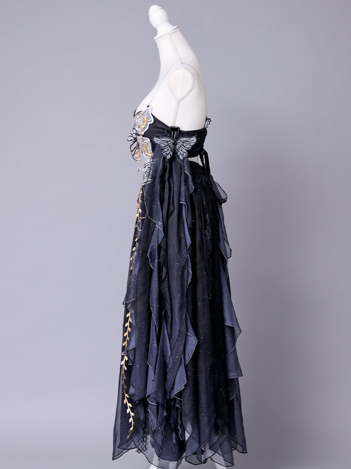 【5点セット】九天玄女｜天女風 中国漢服コスプレ アラビアンテイスト衣装 ブラック vcsot-25041-1