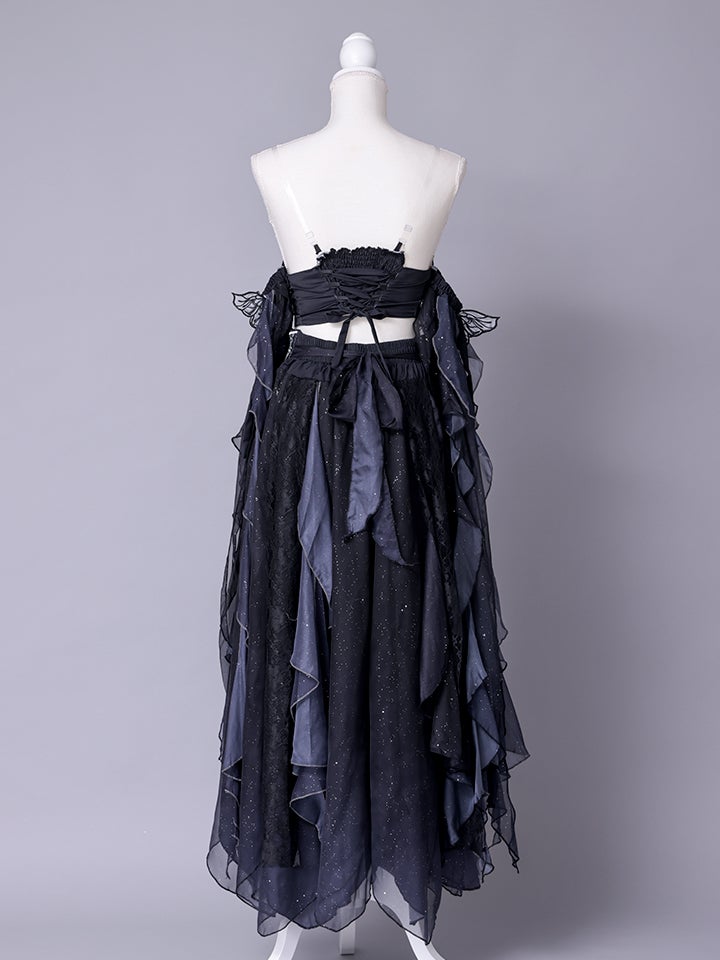 【5点セット】九天玄女｜天女風 中国漢服コスプレ アラビアンテイスト衣装 ブラック vcsot-25041-1