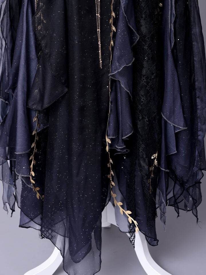 【5点セット】九天玄女｜天女風 中国漢服コスプレ アラビアンテイスト衣装 ブラック vcsot-25041-1