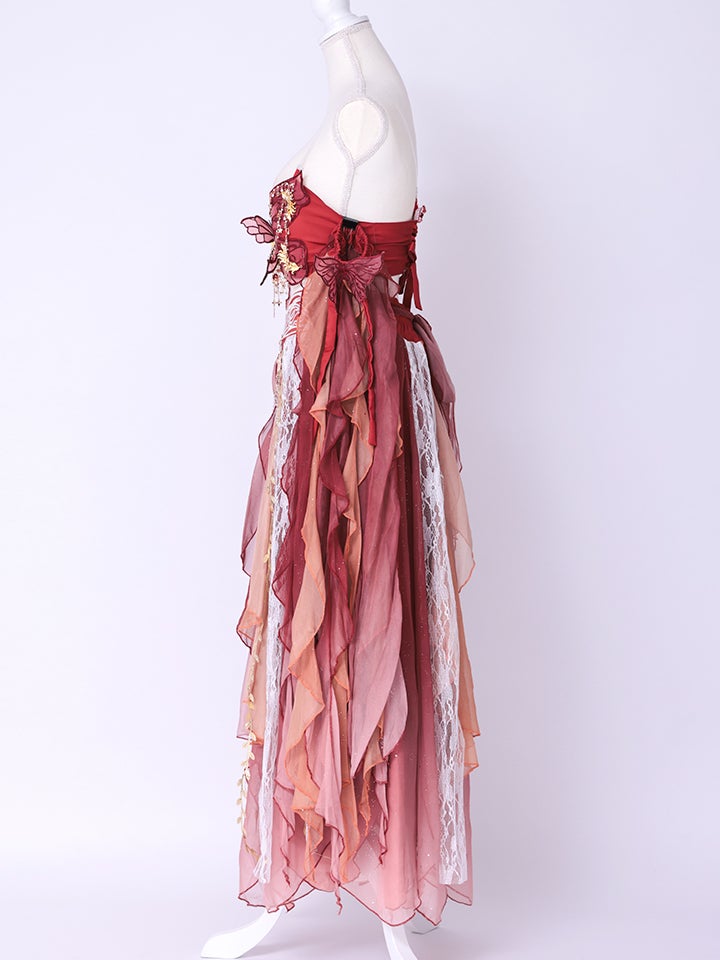 【5点セット】舞｜天女風 中国漢服コスプレ アラビアンテイスト衣装 レッド vcsot-25041-2