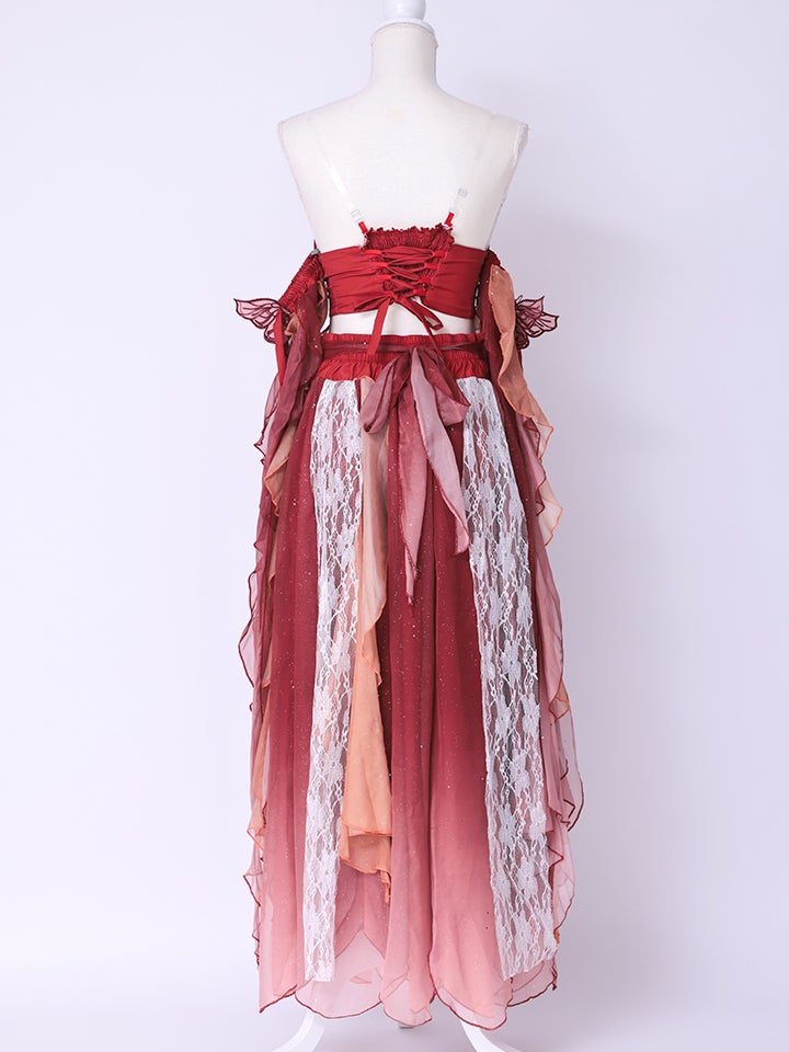 【5点セット】舞｜天女風 中国漢服コスプレ アラビアンテイスト衣装 レッド vcsot-25041-2