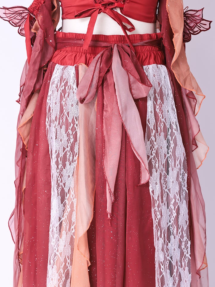 【5点セット】舞｜天女風 中国漢服コスプレ アラビアンテイスト衣装 レッド vcsot-25041-2