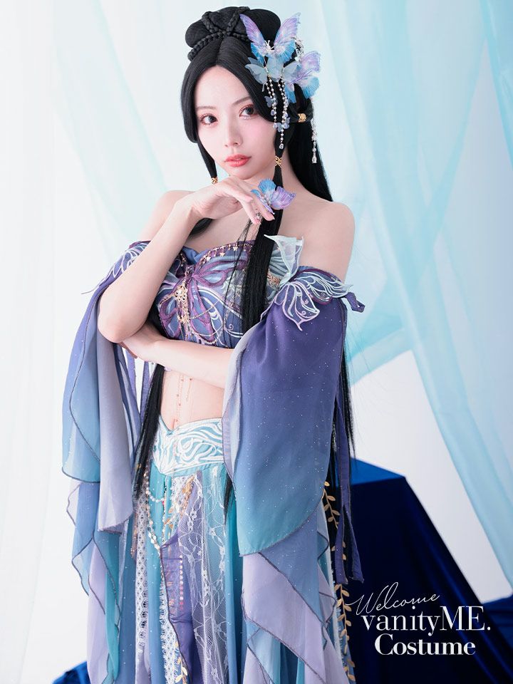 【5点セット】異世界｜天女風 中国漢服コスプレ アラビアンテイスト衣装 ブルー vcsot-25041-3