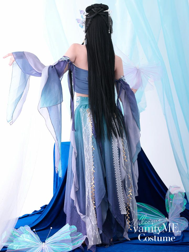 【5点セット】異世界｜天女風 中国漢服コスプレ アラビアンテイスト衣装 ブルー vcsot-25041-3