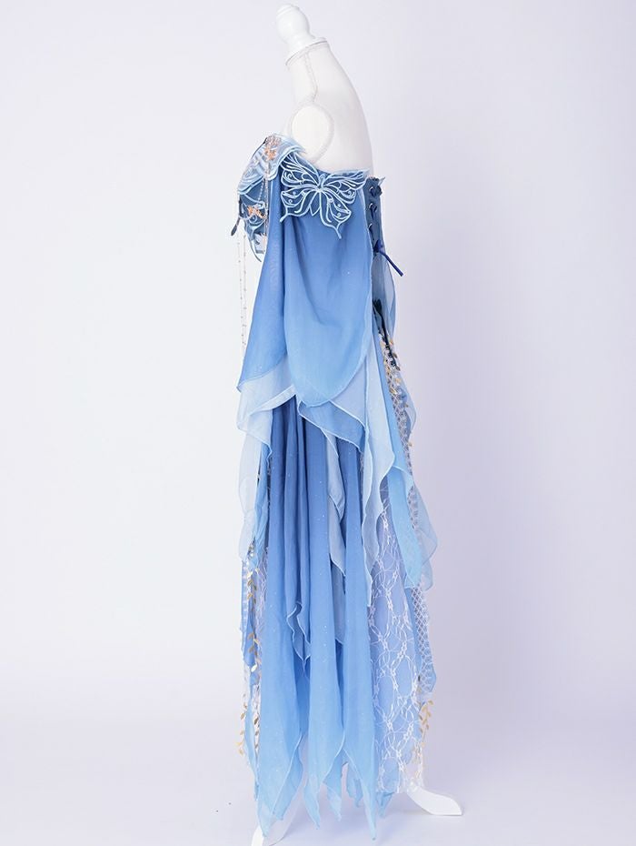 【5点セット】異世界｜天女風 中国漢服コスプレ アラビアンテイスト衣装 ブルー vcsot-25041-3