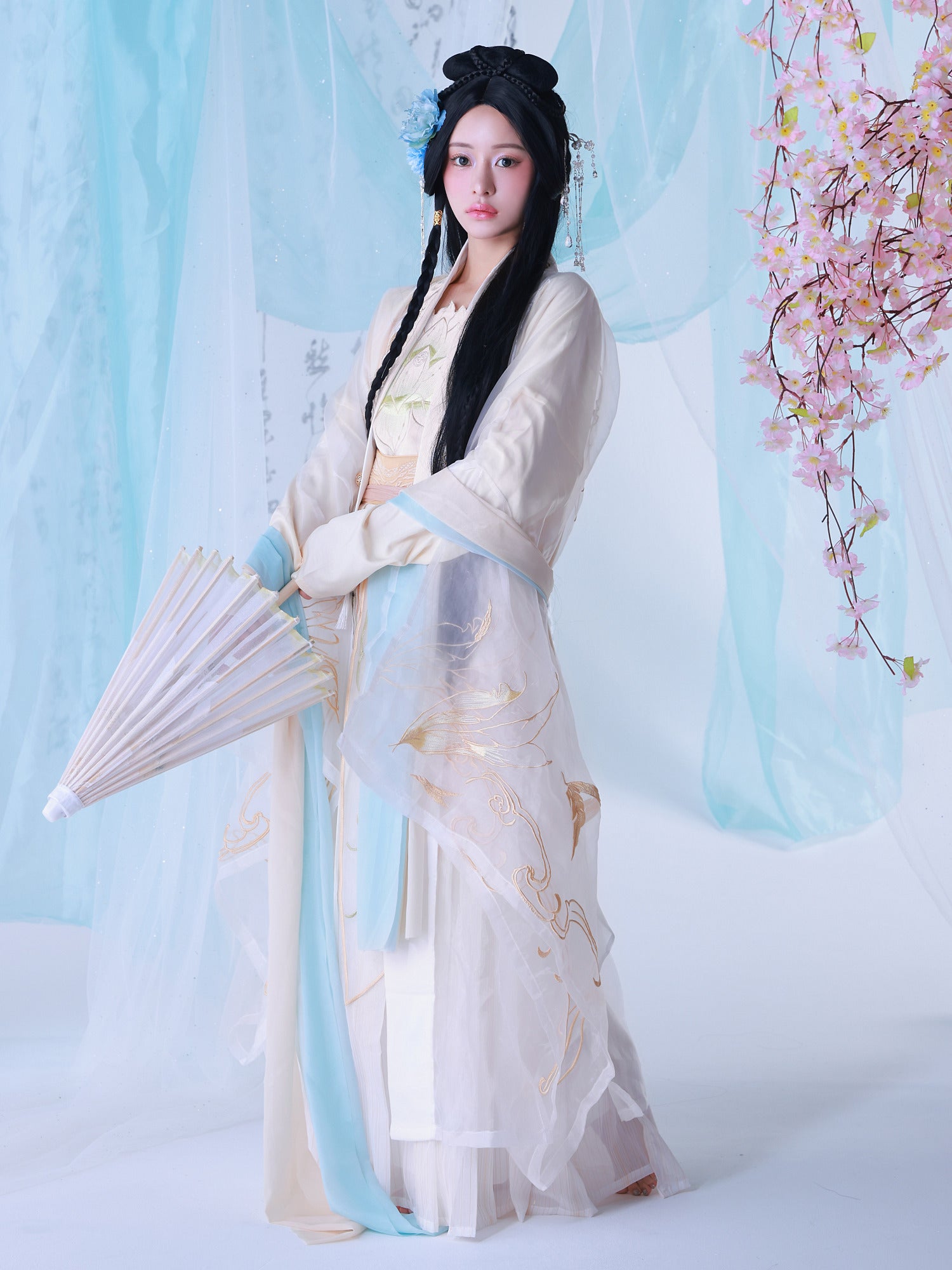 【6点セット】蓮華｜天女風 中国漢服コスプレ衣装 ホワイト vcsot-25042-ja