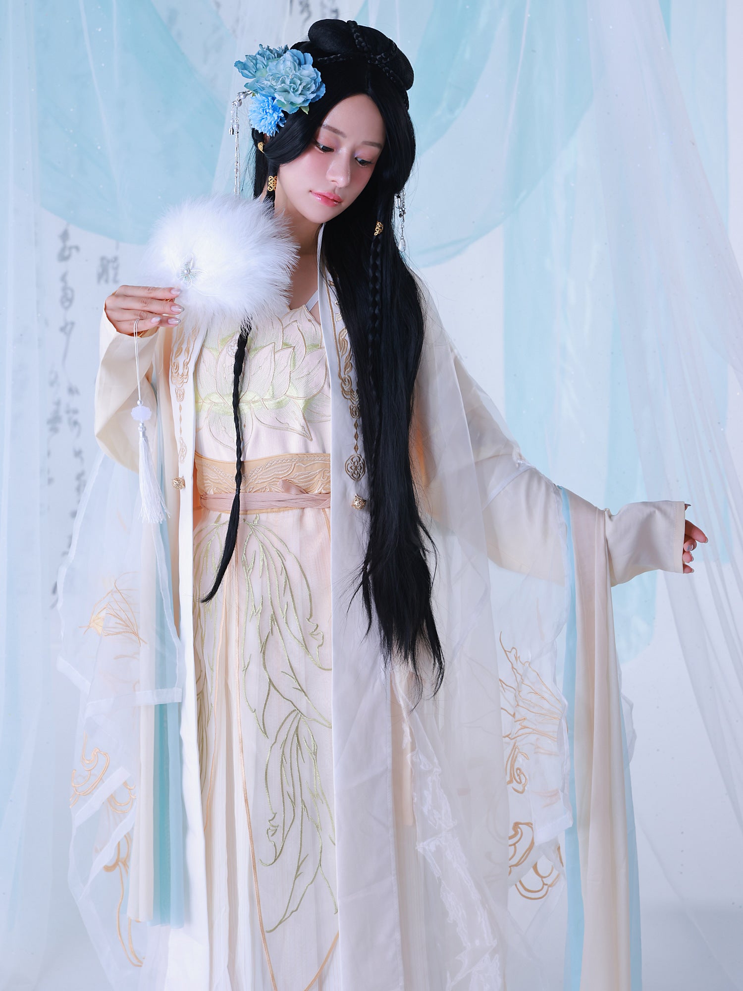 【6点セット】蓮華｜天女風 中国漢服コスプレ衣装 ホワイト vcsot-25042-ja