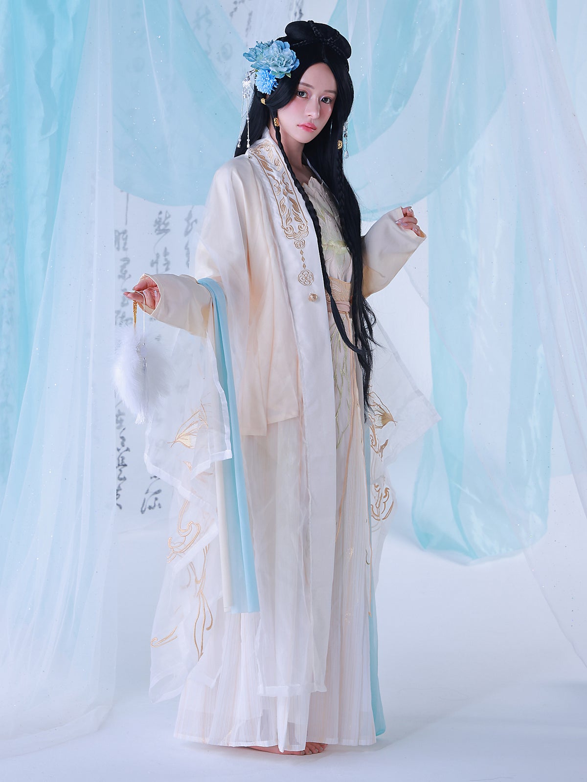 【6点セット】蓮華｜天女風 中国漢服コスプレ衣装 ホワイト vcsot-25042-ja