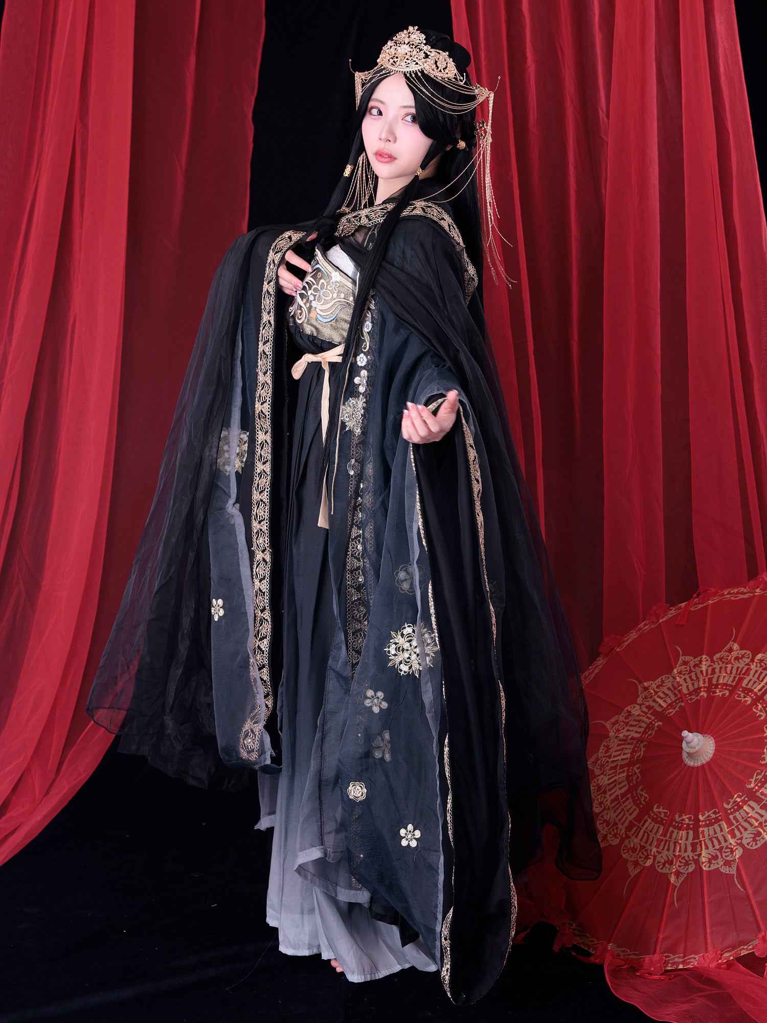 【4点セット】西太后｜中国コスプレ・漢服衣装 ブラック vcsot-25044-1-ja