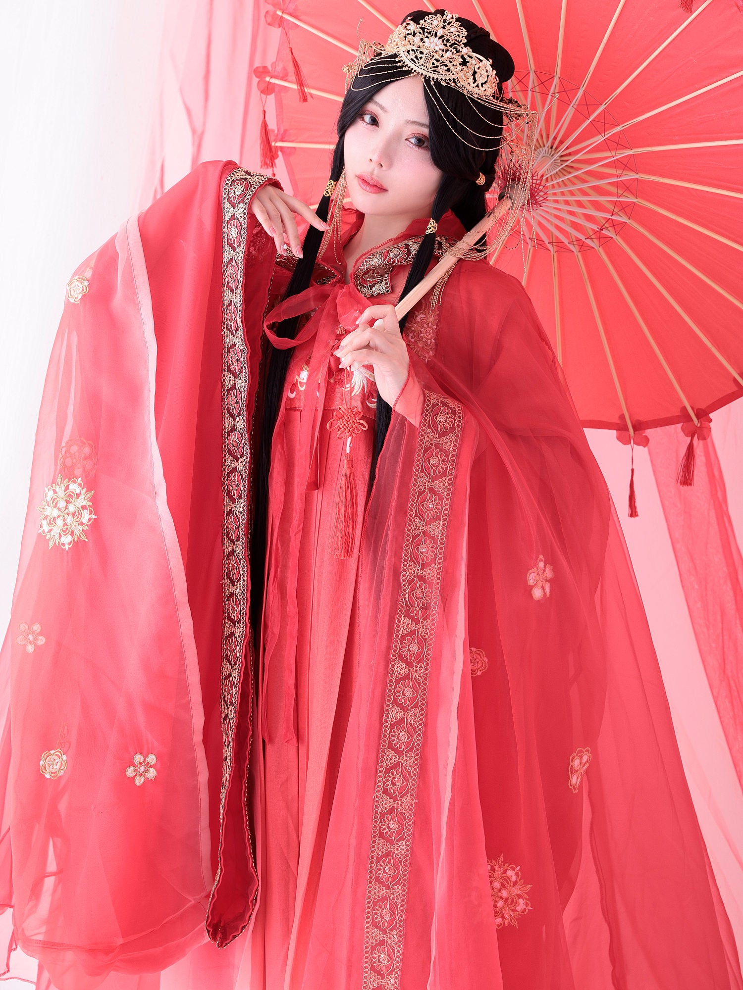 【4点セット】麗華｜中国コスプレ・漢服衣装 レッド vcsot-25044-2-ja