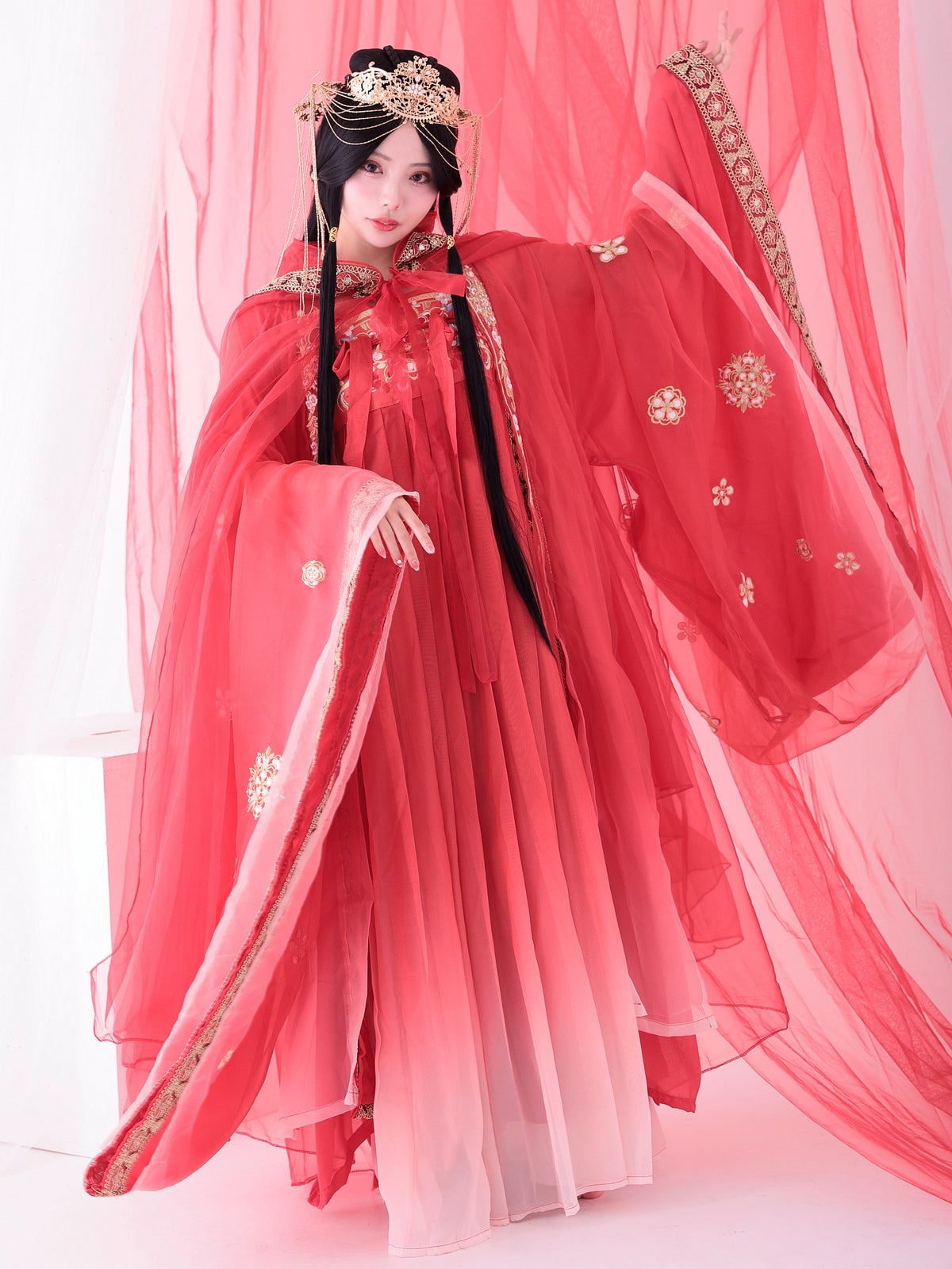【4点セット】麗華｜中国コスプレ・漢服衣装 レッド vcsot-25044-2-ja