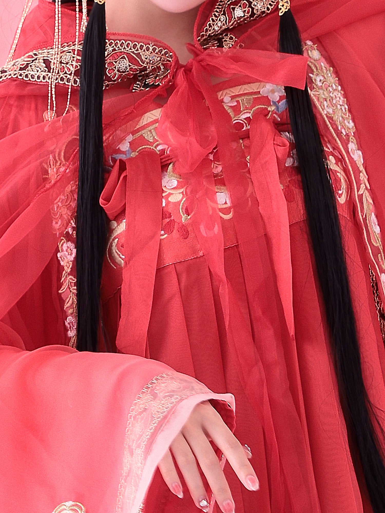 【4点セット】麗華｜中国コスプレ・漢服衣装 レッド vcsot-25044-2-ja