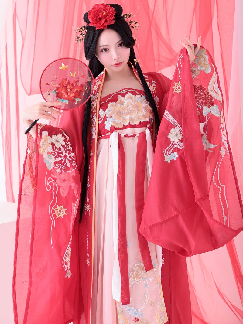 【4点セット】朱砂痣｜中国コスプレ・漢服衣装 レッド vcsot-25045-ja