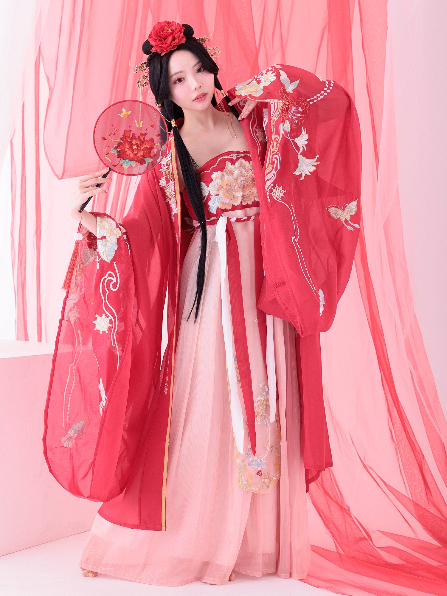 【4点セット】朱砂痣｜中国コスプレ・漢服衣装 レッド vcsot-25045-ja