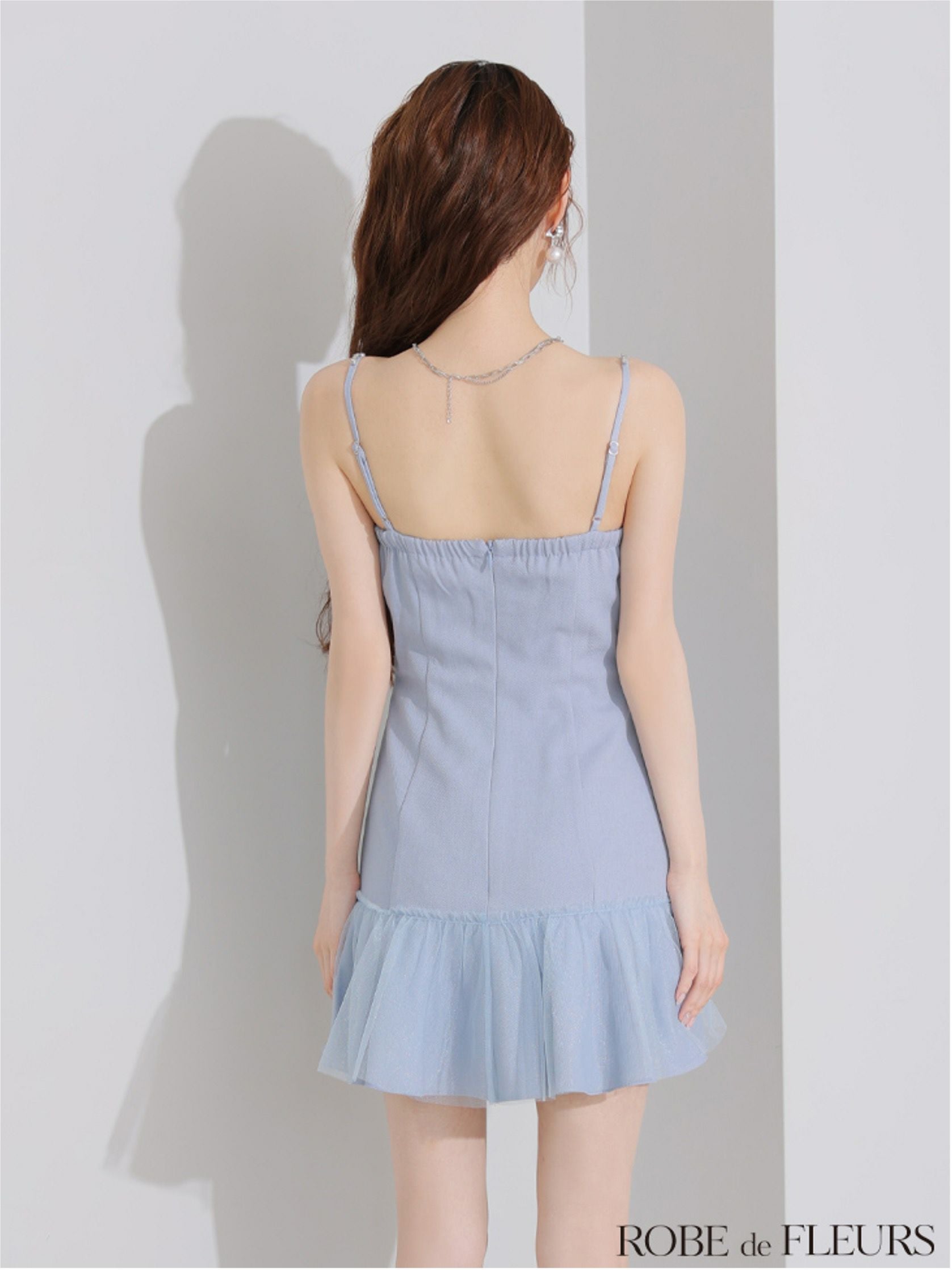 ROBE de FLEURS ローブドフルール バストカットリボンビジューミニ
