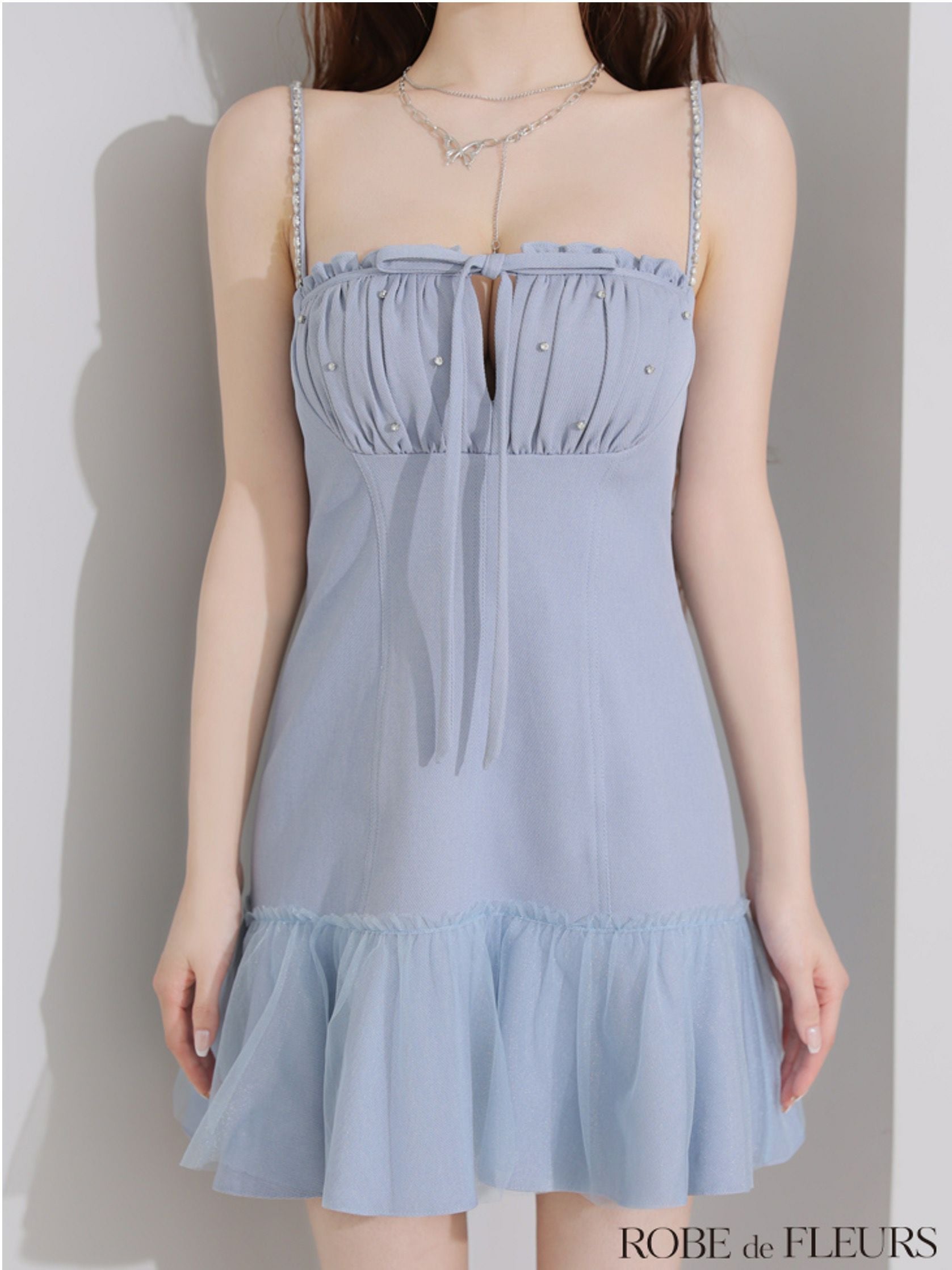 ROBE de FLEURS ローブドフルール バストカットリボンビジューミニ