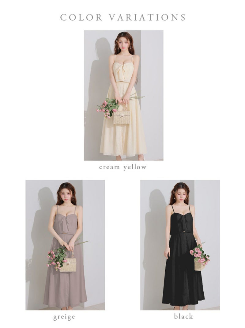 DEA. ディア バイ ローブドフルール バストリボンスリットフレアセットアップフレアロングキャバドレス de3929-c