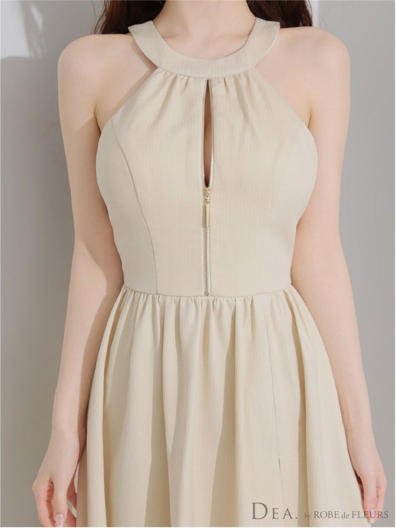 DEA. ディア バイ ローブドフルール ホルターリボンバストジップフレアロングキャバドレス de3935-c