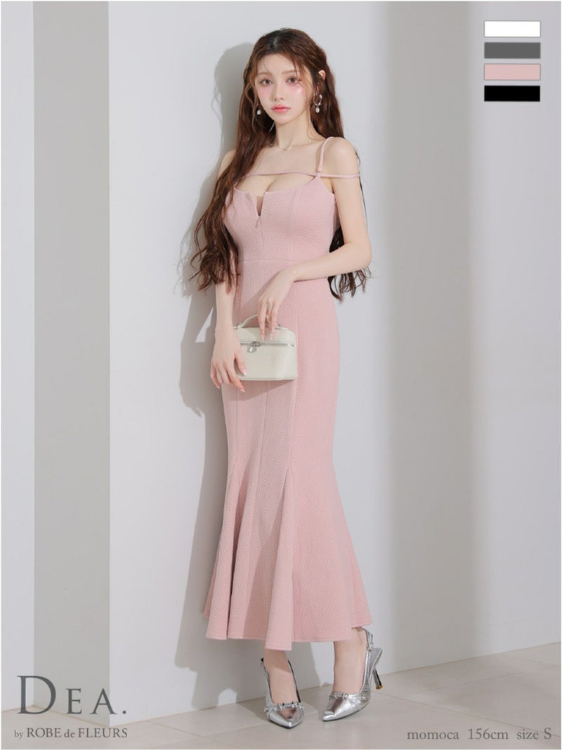 DEA. ディア バイ ローブドフルール デコルテラインストレッチキルティングマーメイドキャバドレス de4215-c