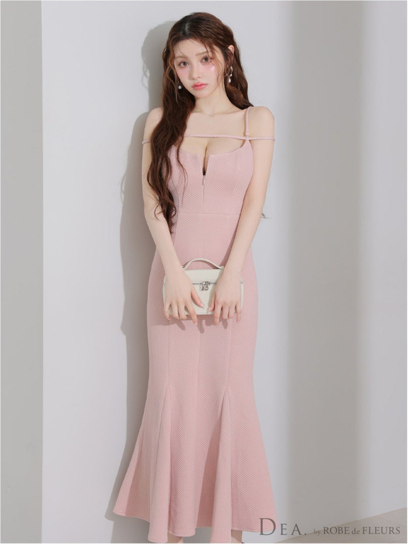 DEA. ディア バイ ローブドフルール デコルテラインストレッチキルティングマーメイドキャバドレス de4215-c