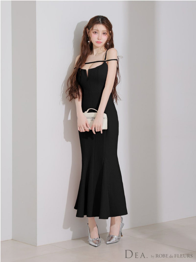 DEA. ディア バイ ローブドフルール デコルテラインストレッチキルティングマーメイドキャバドレス de4215-c