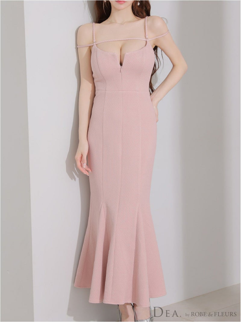 DEA. ディア バイ ローブドフルール デコルテラインストレッチキルティングマーメイドキャバドレス de4215-c