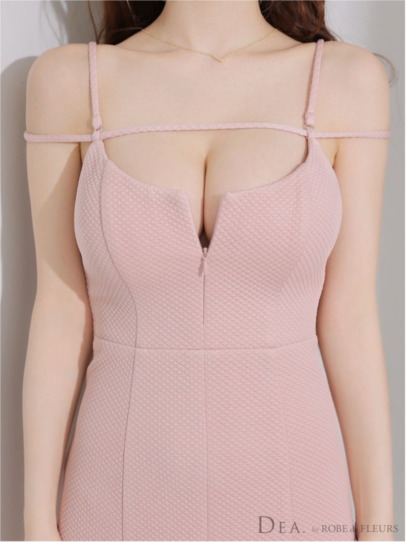 DEA. ディア バイ ローブドフルール デコルテラインストレッチキルティングマーメイドキャバドレス de4215-c