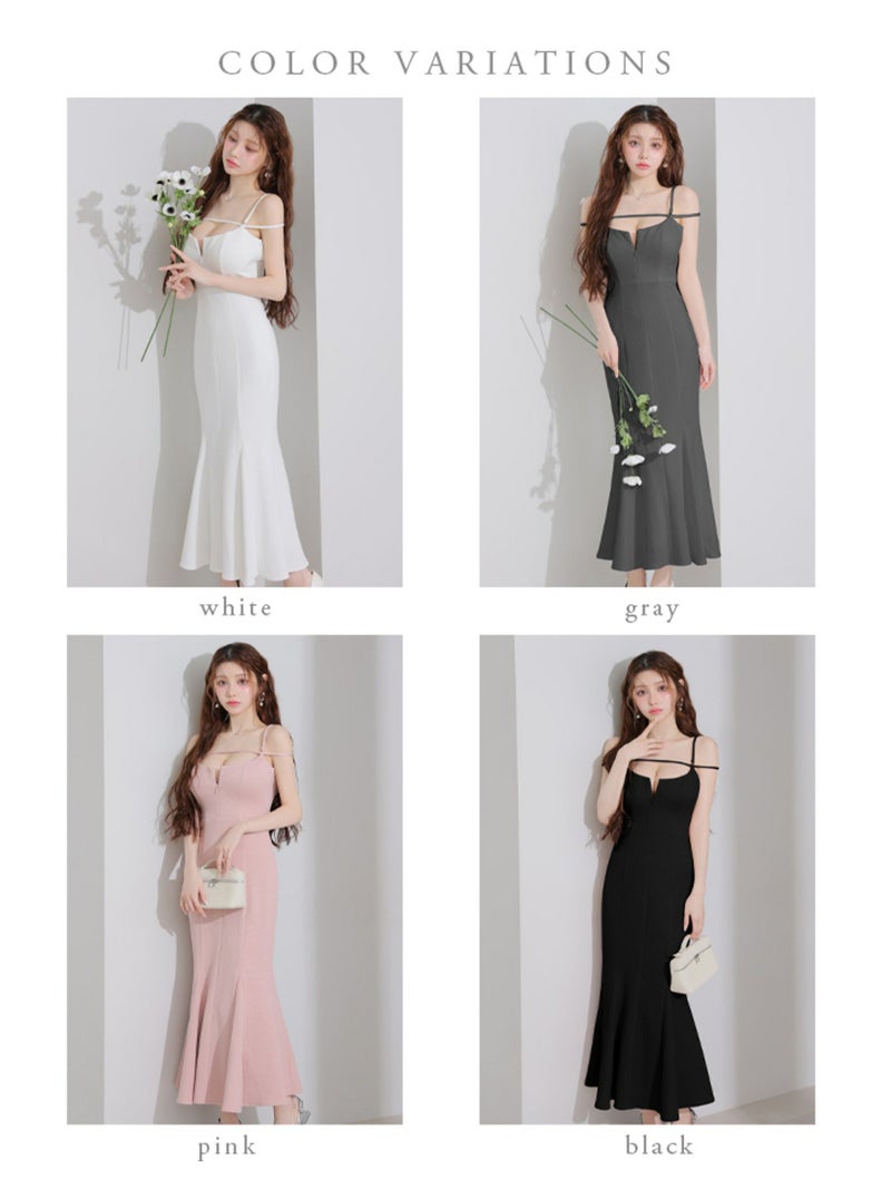 DEA. ディア バイ ローブドフルール デコルテラインストレッチキルティングマーメイドキャバドレス de4215-c