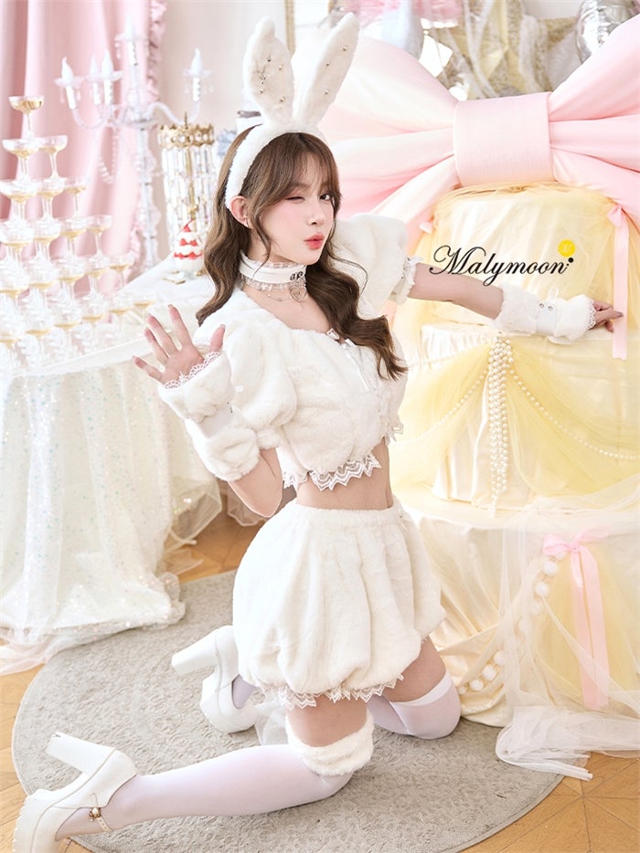 【9点セット】Malymoon マリームーン スイートバニーラテセットアップ [ピンク/ホワイト/グレー] ml10277