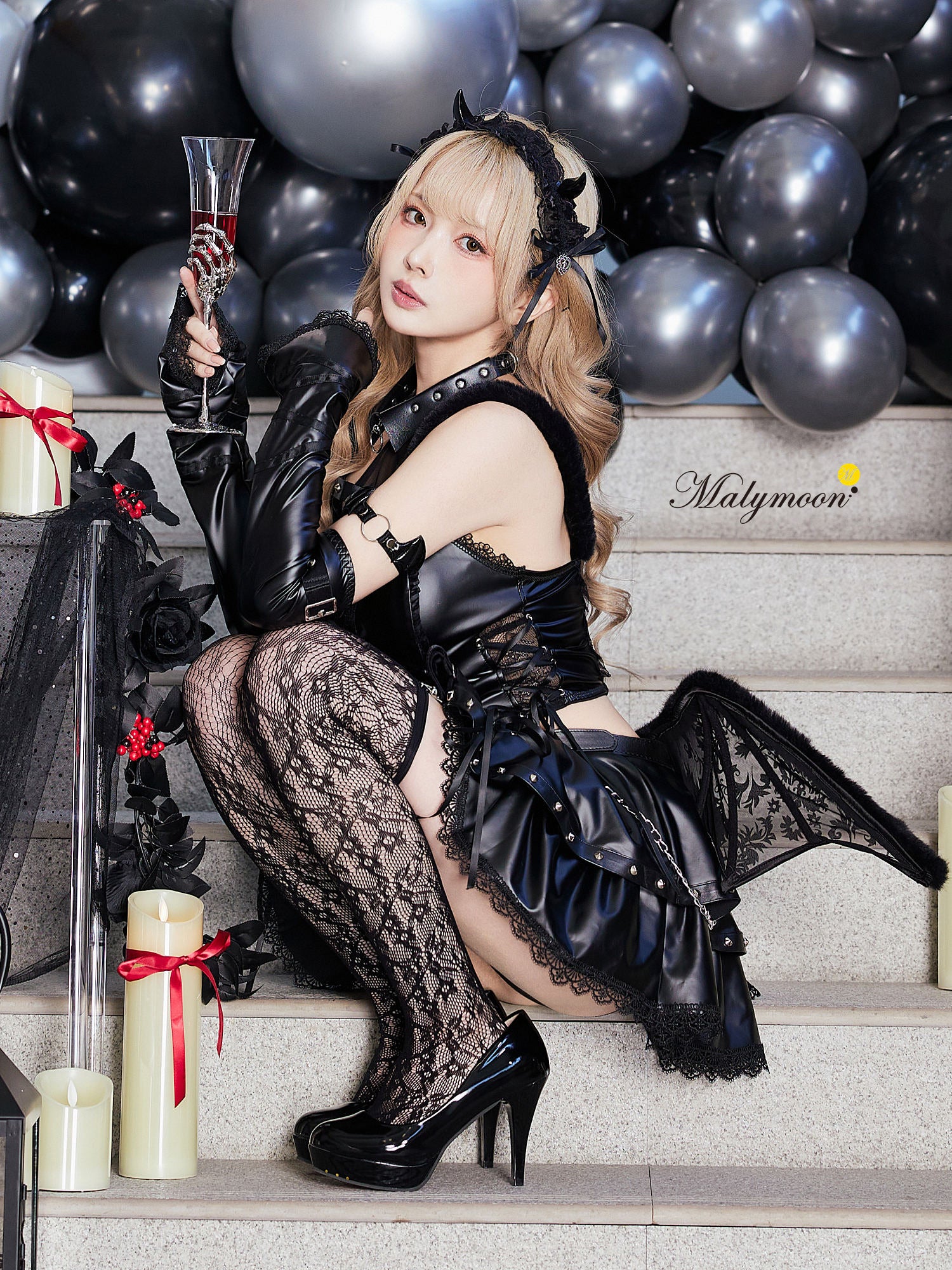 【9点セット】Malymoon マリームーン ブラックヴェールバット  [ブラック] ml10267