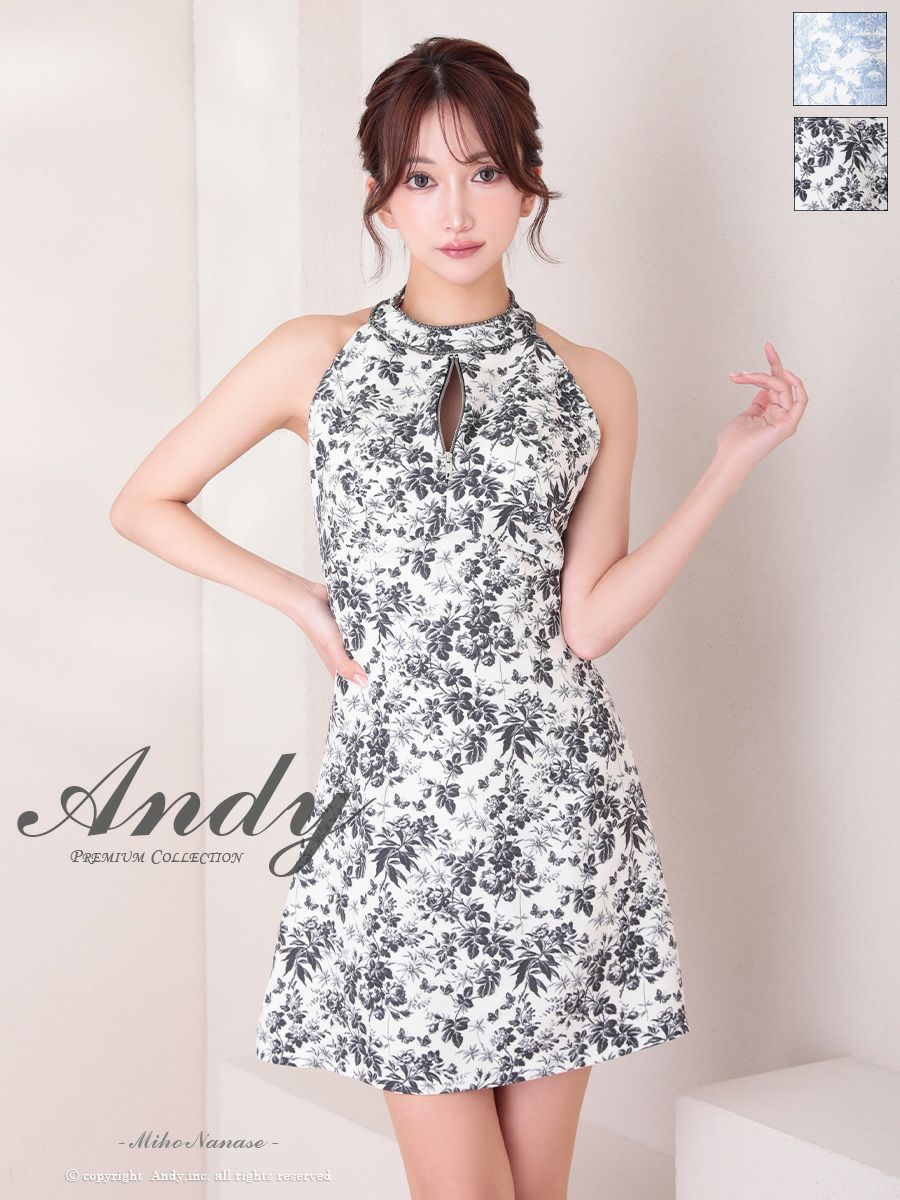 新品 Andy 花柄 ホルターネック ドレス M Andy/アンディ】ウエストカット ホルターネック 花柄 プリント