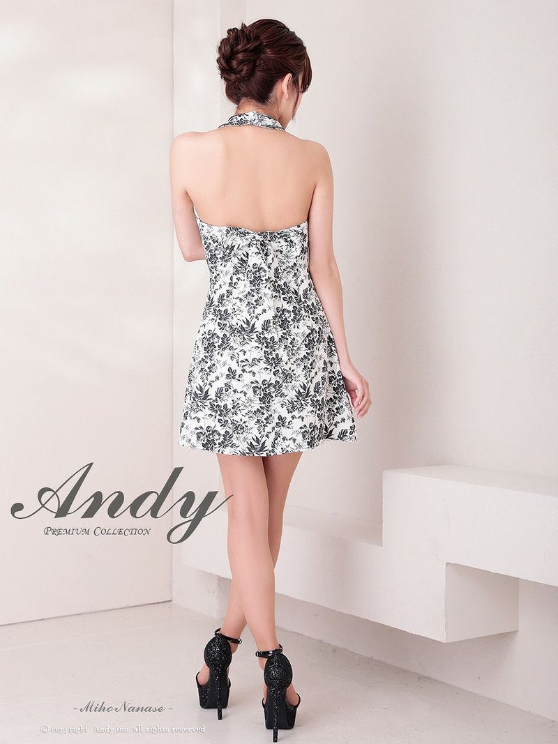 Andy アンディ ホルターネック ボタニカルフラワー 花柄 フロントジップ フレア ミニドレス ワンピース an-on2943