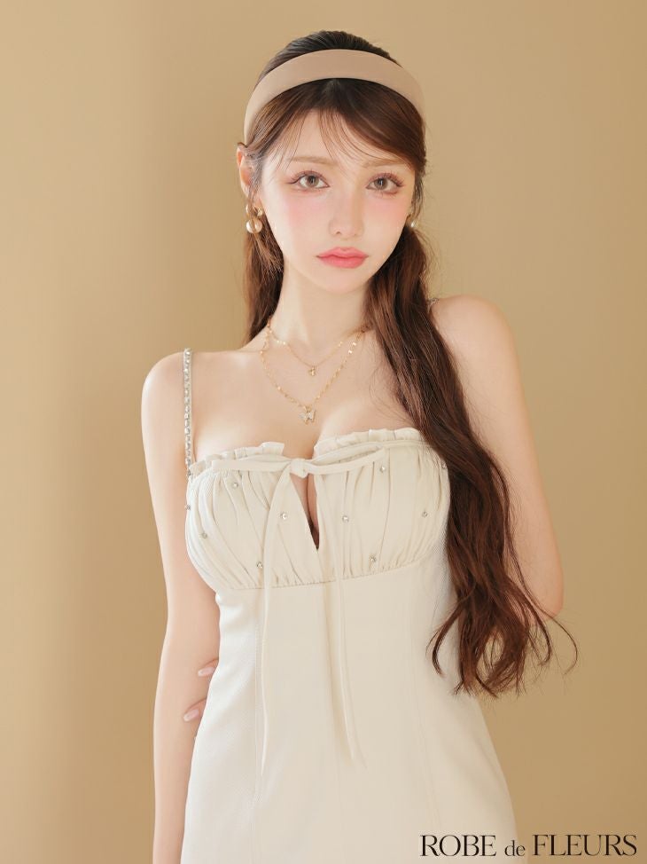 ROBE de FLEURS ローブドフルール バストカットリボンビジューミニキャバドレス fm4115