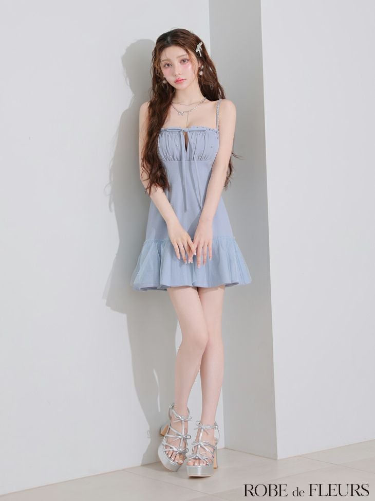 ROBE de FLEURS ローブドフルール バストカットリボンビジューミニキャバドレス fm4115