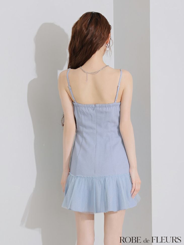 ROBE de FLEURS ローブドフルール バストカットリボンビジューミニキャバドレス fm4115