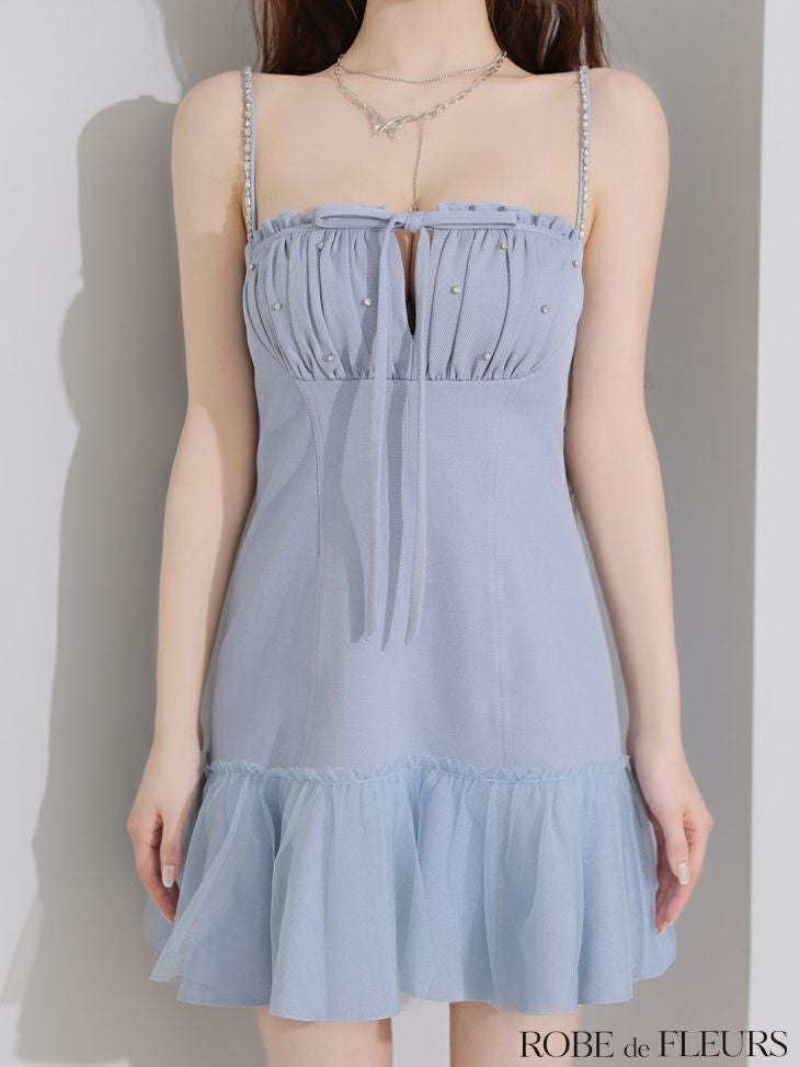 ROBE de FLEURS ローブドフルール バストカットリボンビジューミニキャバドレス fm4115