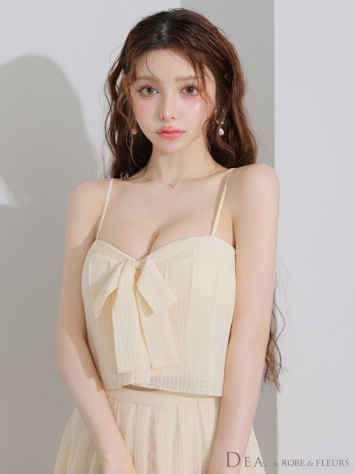 DEA. ディア バイ ローブドフルール バストリボンスリットフレアセットアップフレアロングキャバドレス de3929